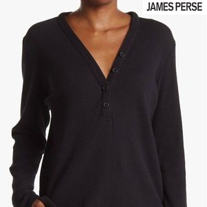 James Perse | Dark Charcoal Waffle Henley